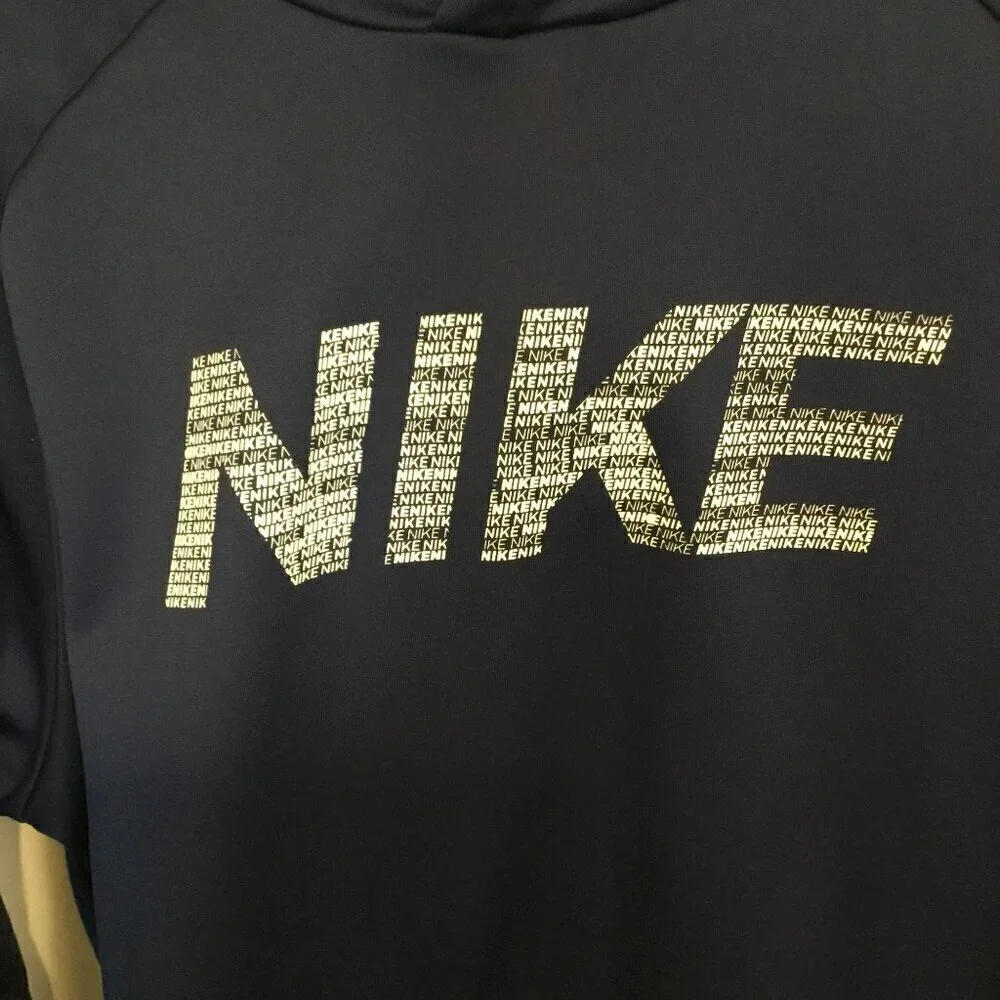Nike Dri-Fit Men's Pullover Hoodie Pouch Pocket Sweatshirt Size Large Navy Blue - Picture 2 of 10
